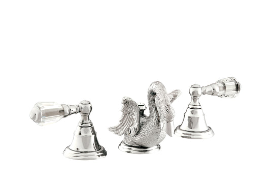 Swan polished chrome two handles bathroom sink faucet with Swarovski crystals , luxury faucet