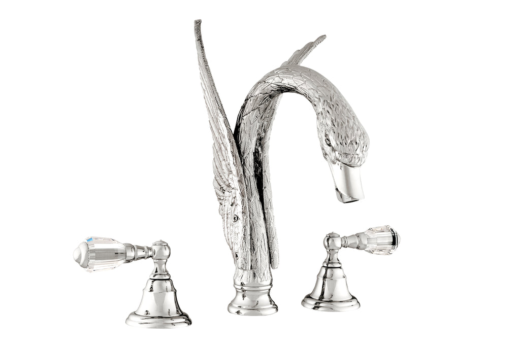 Swan bathroom sink faucet, widespread, chrome luxury faucet