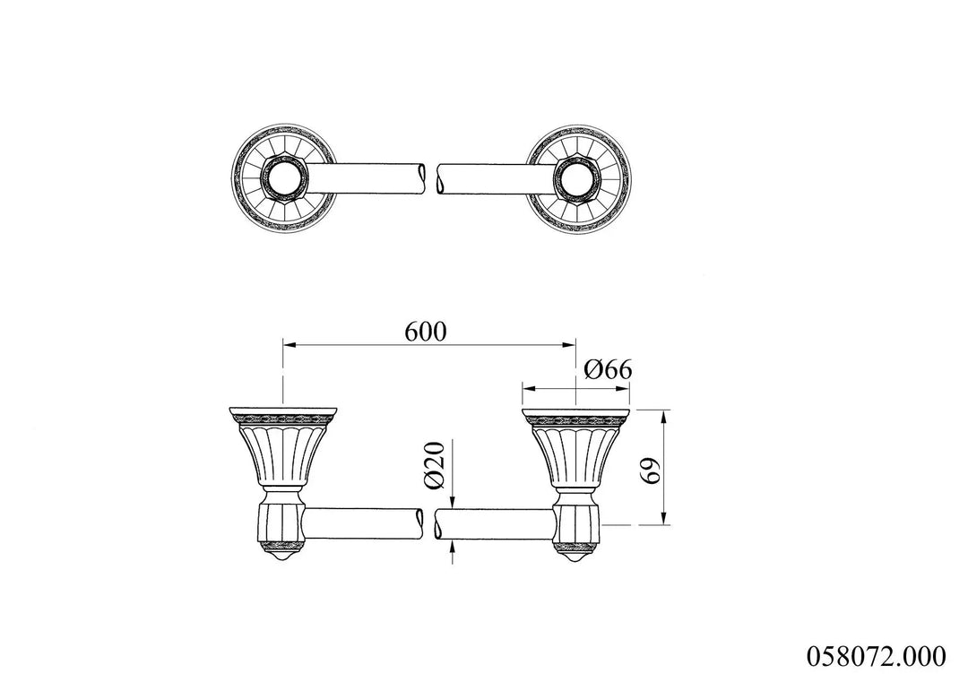 Adriatica large towel bar technical drawing.