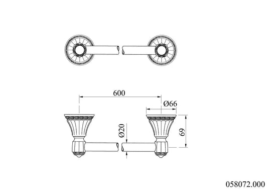 Adriatica large towel bar technical drawing.