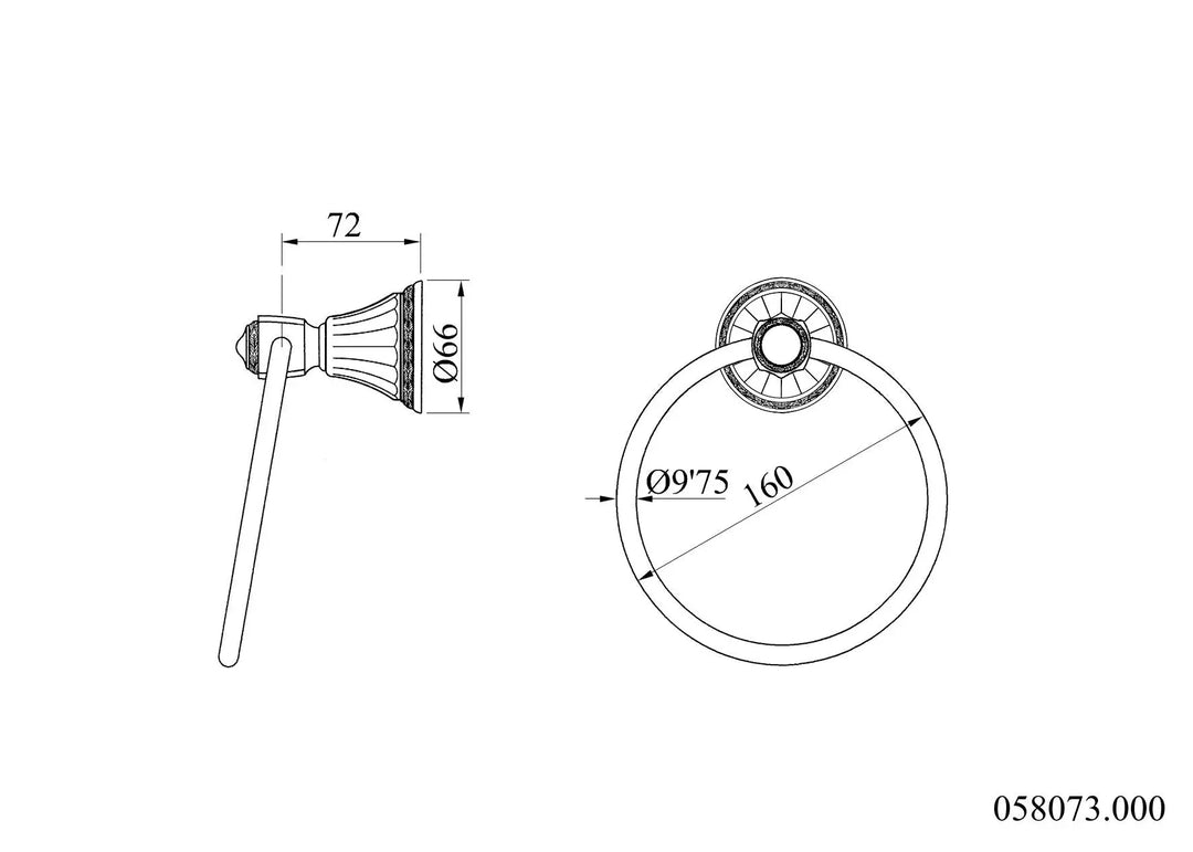 Adriatica towel ring technical drawing