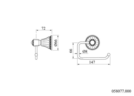 Adriatica toilet paper holder technical drawing.