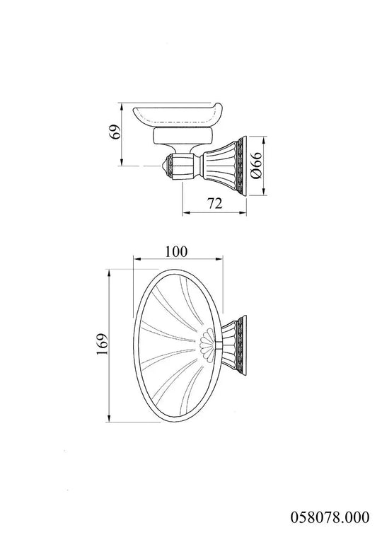 Adriatica soap dish technical drawing