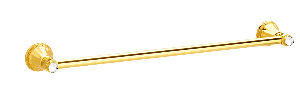 Adriatica Luxury gold towel bar with clear Swarovski crystal inlaid. High end towel rail traditional style.