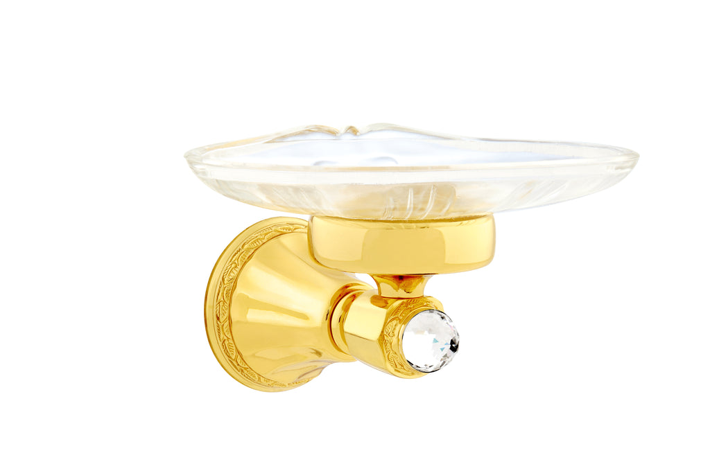 Adriatica Swarovski® gold wall soap dish, luxury gold bath accessories