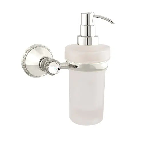 Adriatica Luxury wall soap dispenser. Wall mounted soap dispenser chrpme with clear Swarovski crystal inlaid. Traditional soap dispenser.