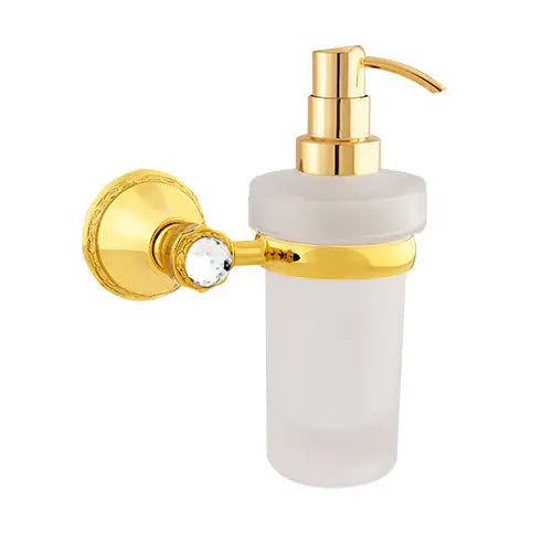 Adriatica Swarovski® gold wall soap dispenser, luxury gold bath accessories Secret Bath