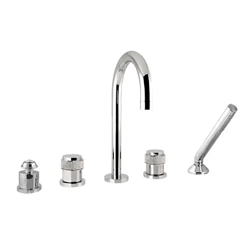 Soho tub faucet set with hand shower trim. Five holes. Top mounted bathtub faucet. Secret Bath