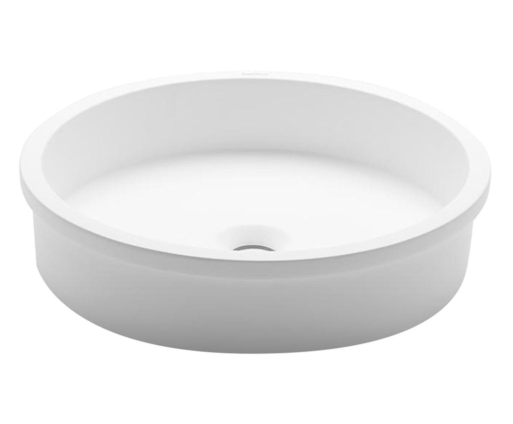 Belted Solid Surface bathroom vessel sink. Matte white