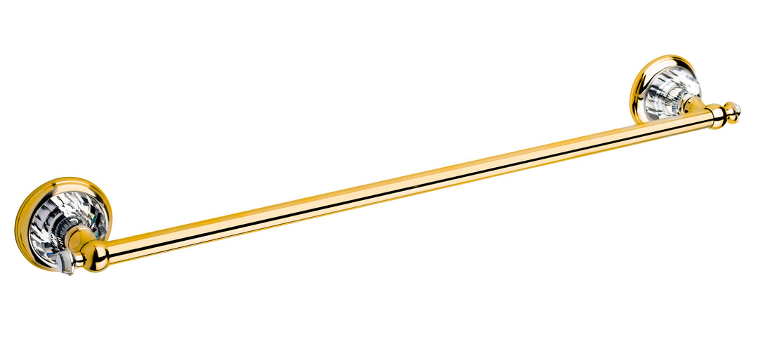 Strass Luxury gold towel bar with customized Swarovski crystals. Plain plate Secret Bath