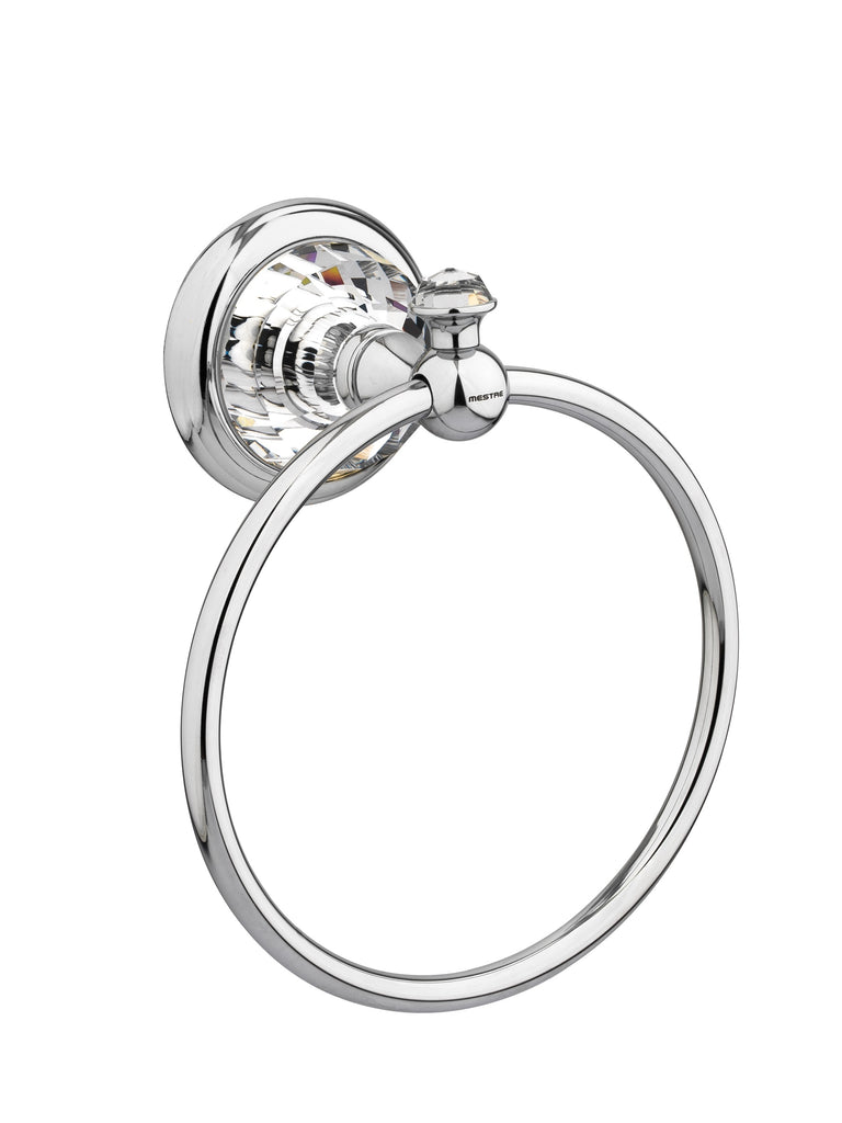 Strass Luxury chrome towel ring with customized Swarovski crystals. Plain plate Secret Bath