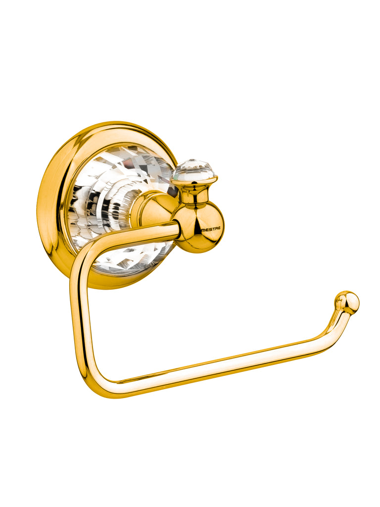Strass Luxury gold toilet paper holder with customized Swarovski crystals. Decorated plate