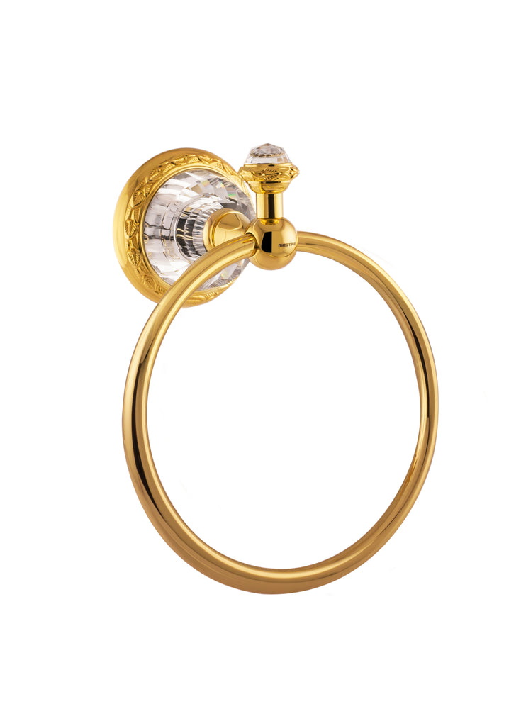 Strass Luxury gold towel ring with customized Swarovski crystals. Decorated plate