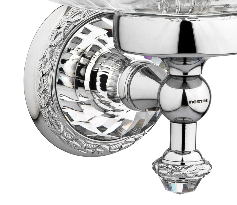 Strass Luxury chrome wall soap dish with customized Swarovski crystals. Decorated plate Secret Bath