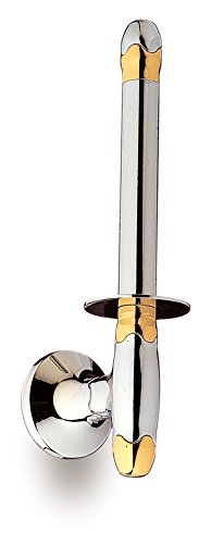 Filigrana Polished chrome and gold Upright toilet paper holder without lid.