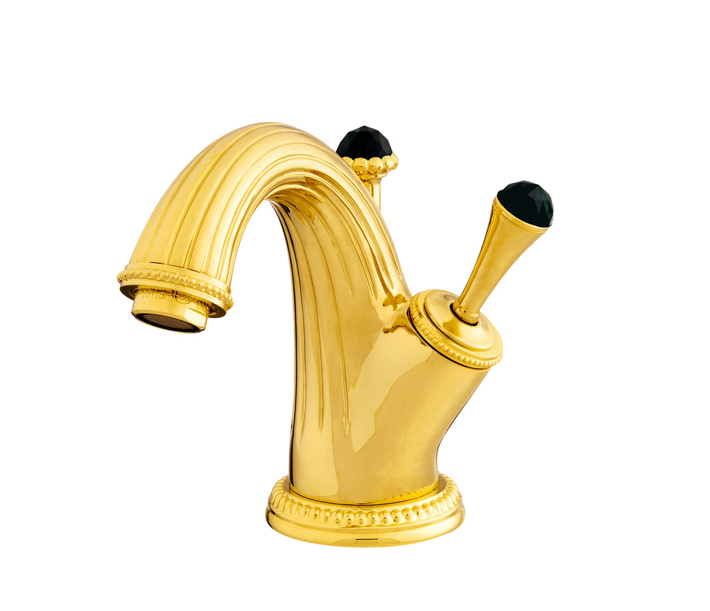 Artica Black Swarovski® Gold single hole bathroom sink faucet, luxury gold faucets, Swarovski decoration