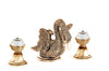 Swan Antique brass widespread bathroom sink faucet with Swarovski crystals.