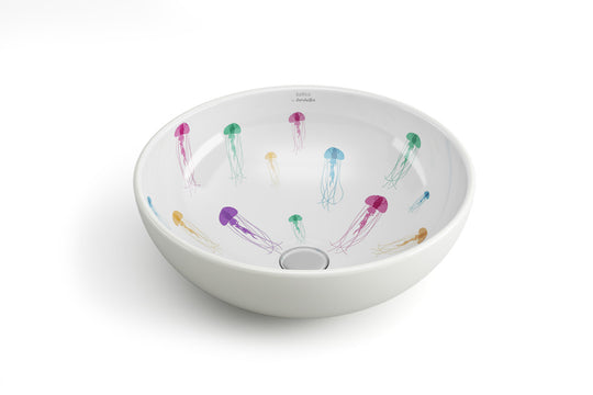 Jellyfish bathroom vessel sink designed by David Delfin Bathco