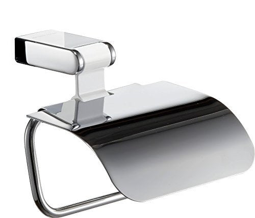 Iris Chrome White Toilet Paper Holder with Lid, Toilet roll holder MT