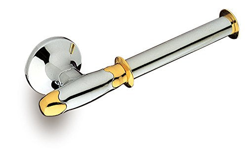 Filigrana Polished chrome and gold toilet paper holder without lid. Toilet roll holder