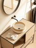 Lucca Solid Surface bathroom vessel sink. Natural wood