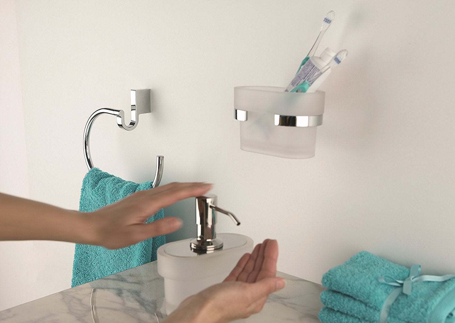 Bilbao chrome towel ring holder, hand towel holder. Modern bath