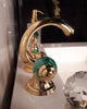 Atlantica Precious two handles widespread bathroom sink faucet with Malachite stone.