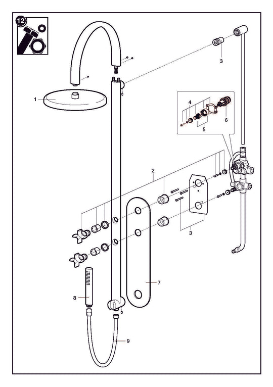 ARMANI/Roca thermostatic shower column. Armani shower system ARMANI/Roca