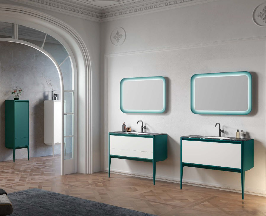 Dijon Contemporary Free standing 40" Green-white bathroom vanity. Solid ash.