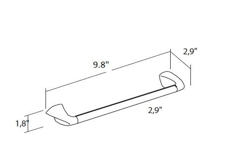 Alada Polished chrome small towel bar 9.8". Towel rail
