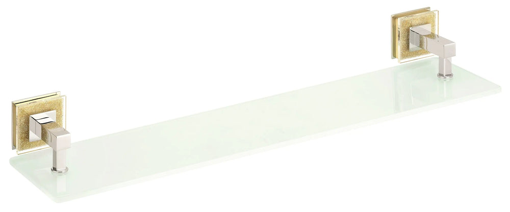 Alexa bathroom glass shelf, Chrome and gold bathroom shelf, RU020303, bath shelf with Swarovski