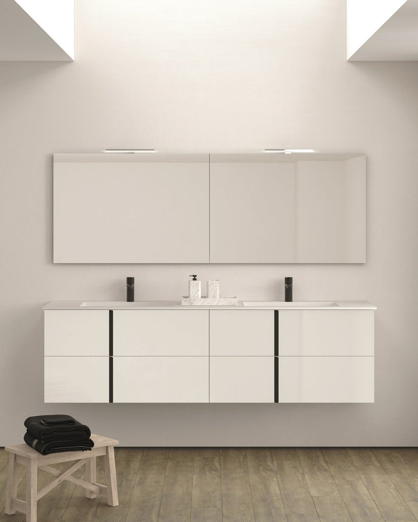 Neox 64 inches modern wall double bathroom Vanity with sink, 4 drawers, Matte white sink console