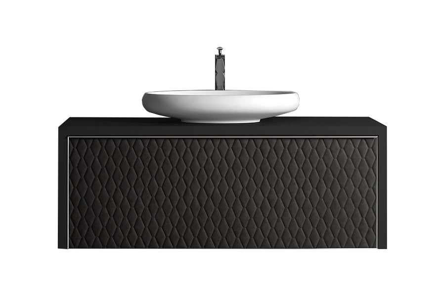 Auriga wall mounted bathroom vanity 47". Black Leather Upholstery Coleccion Alexandra