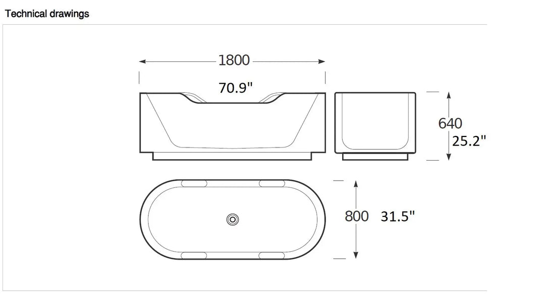 ARMANI/ Roca Baia White Luxury Bathtub ARMANI/Roca