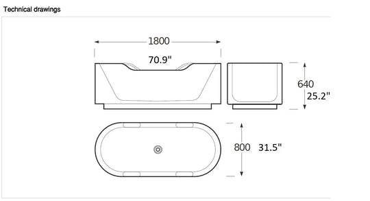 ARMANI/ Roca Baia White Luxury Bathtub ARMANI/Roca