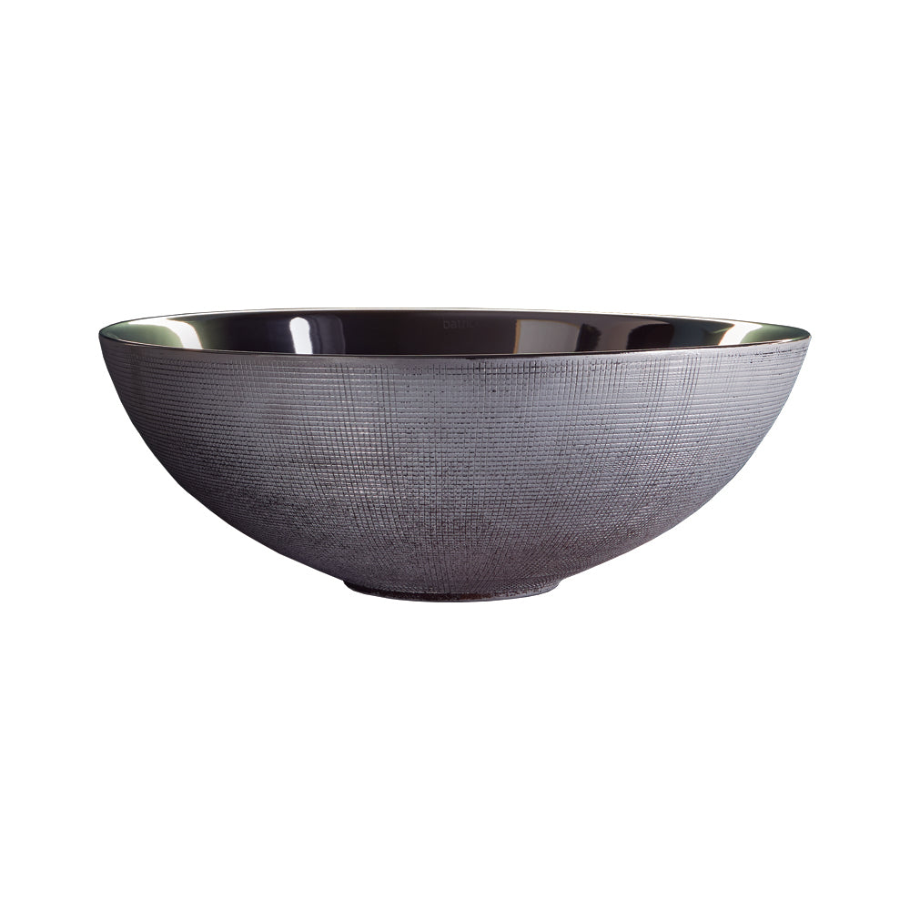 Brest silver bathroom vessel sink. Textured Porcelain. Bathco