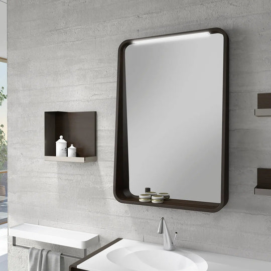 Poeme Contemporary Floating 49" bathroom vanity set. Summit Vulcano finished Secret Bath