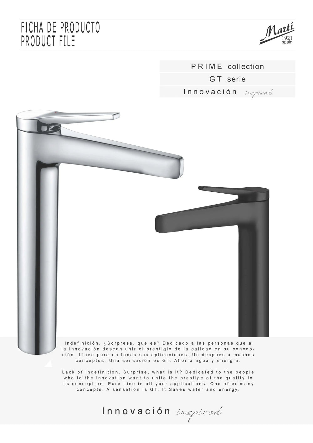 GT Polished gold single handle bathroom vessel sink faucet. Gold tall faucet Marti 1921