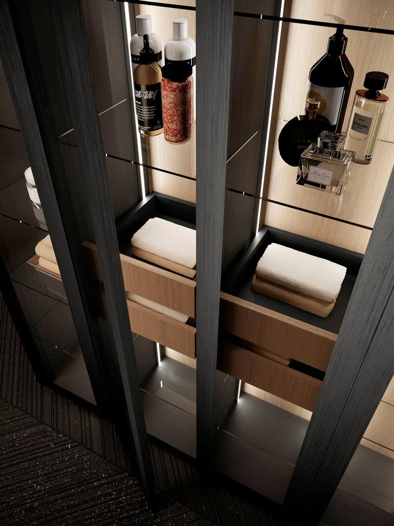 Loria Solid Oak Master bathroom vanity set 102 inches β secretbathstore