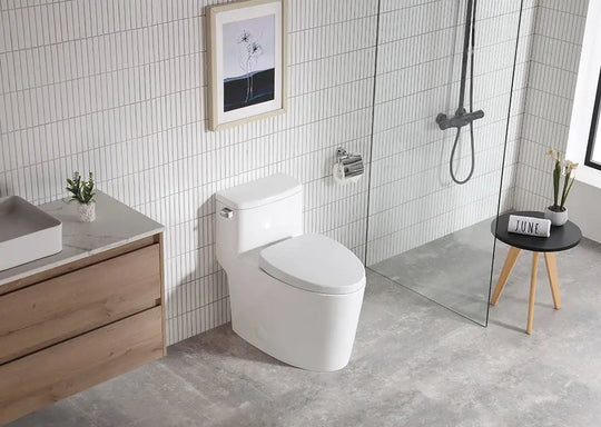 Luxe One piece Tornado toilet. Vitreous china white. Watersense toilet. Rimless toilet Secret Bath