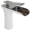 Mia single hole waterfall bathroom sink faucet. Chrome-white