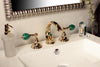 Atlantica Precious two handles widespread bathroom sink faucet with Malachite stone.