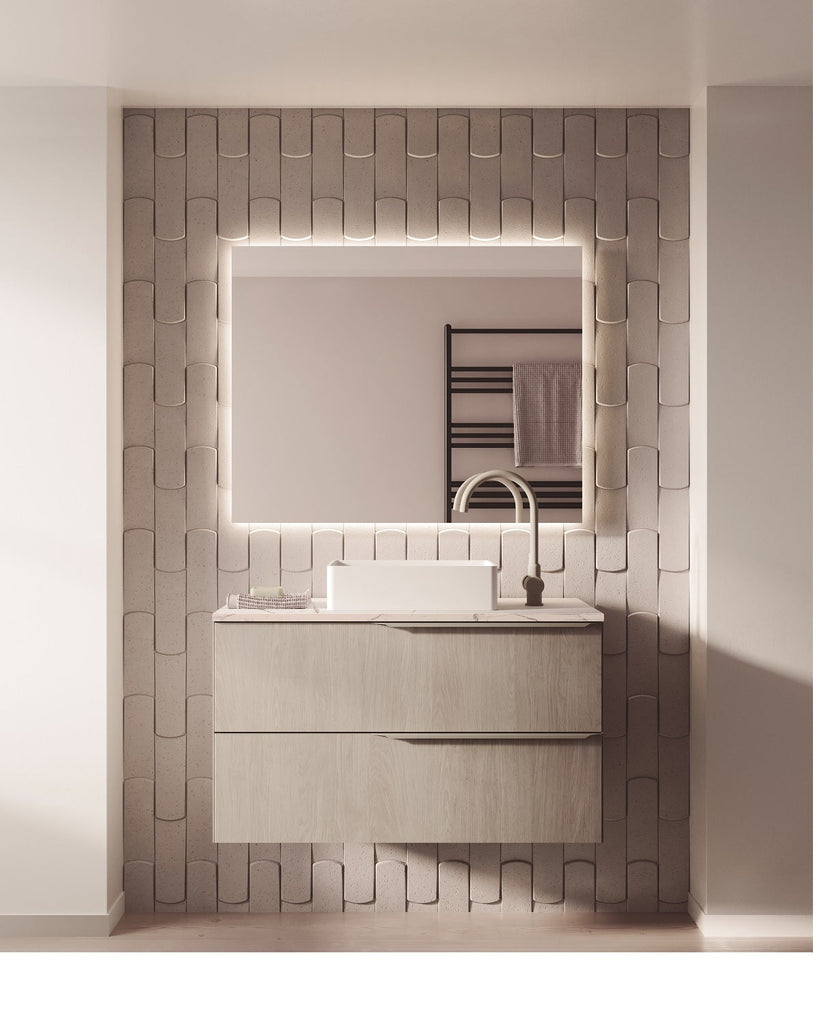 Milan 40 inches modern wall mounted bathroom Vanity 2 Drawers with matte white sink console