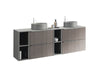 Milan 64 inches double sink bathroom Vanity 4 Drawers, 2 open modules.
