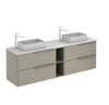 Milan 72 inches double sink bathroom Vanity 4 Drawers, 1 open module.