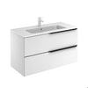 Milan 40 inches modern wall mounted bathroom Vanity 2 Drawers with matte white sink console