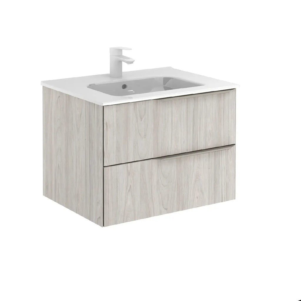 Milan 32 inches modern wall mounted bathroom Vanity 2 Drawers with ceramic sink console. European brand Roca Group