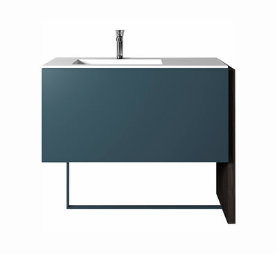 MO-DO bathroom vanity 41". Matte blue lacquered. Modern bathroom vanity.