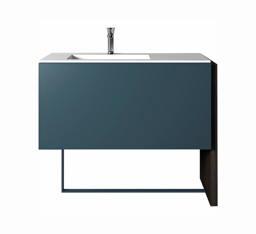 MO-DO bathroom vanity 41". Matte blue lacquered.