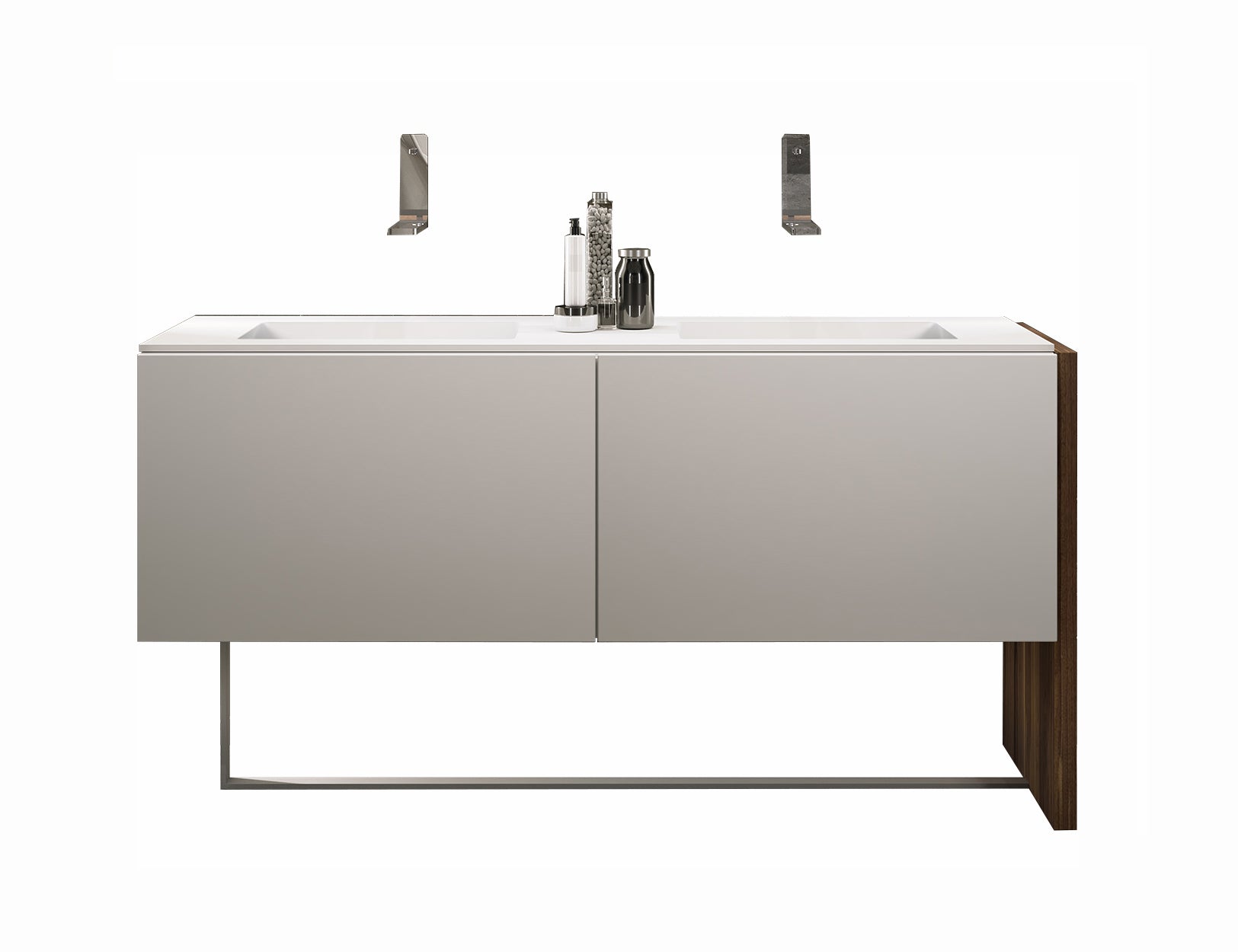 MO-DO double sink bathroom vanity 65". Matte white lacquered. Coleccion Alexandra